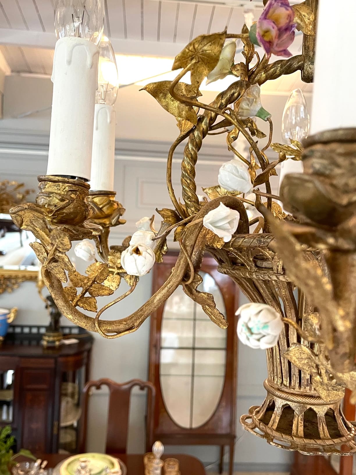 ポーセリンフラワー 6灯シャンデリア hpff399 - 陶夢