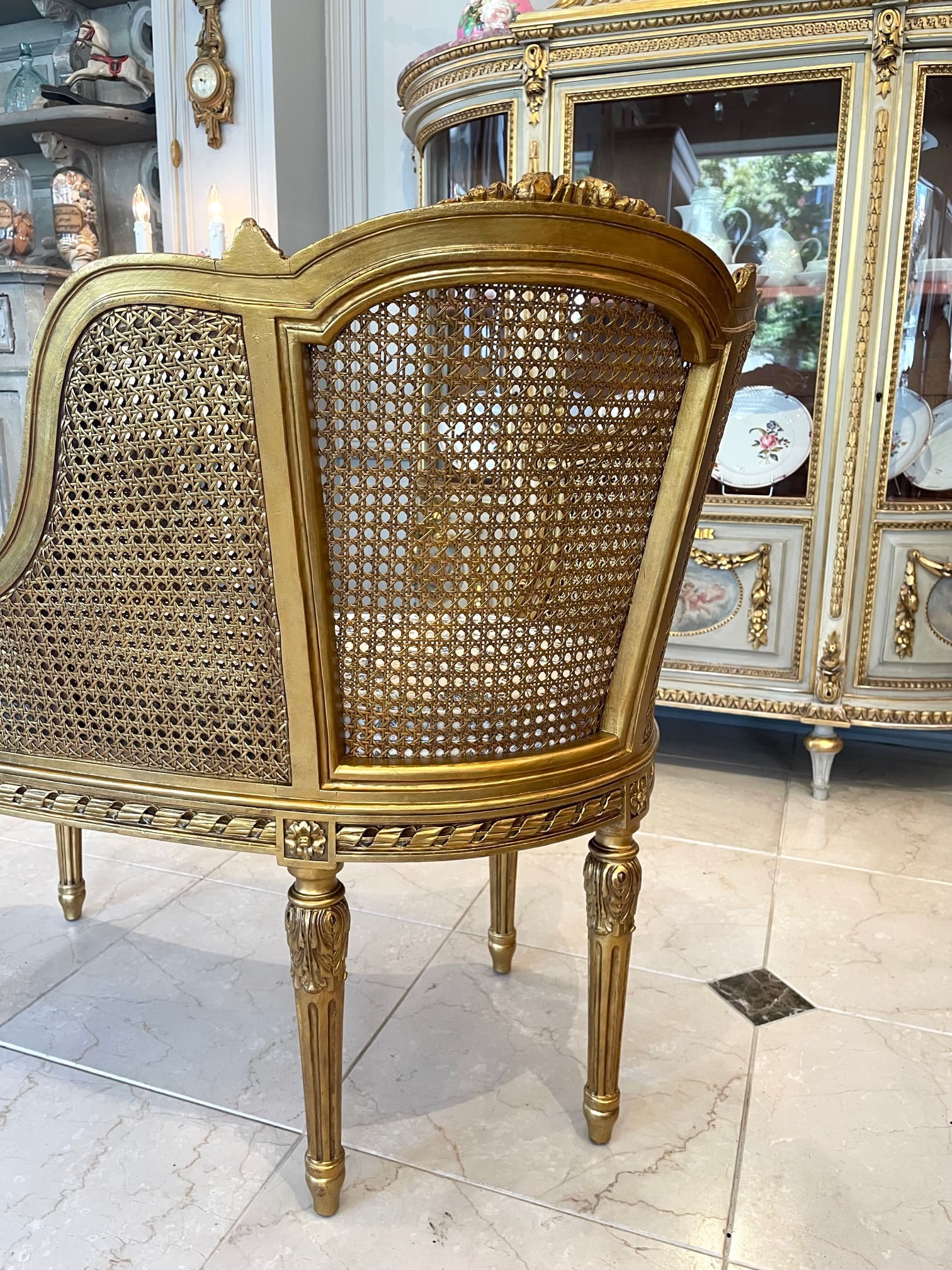 ルイ16世スタイル ゴールドサロンチェア hpff415 - 陶夢