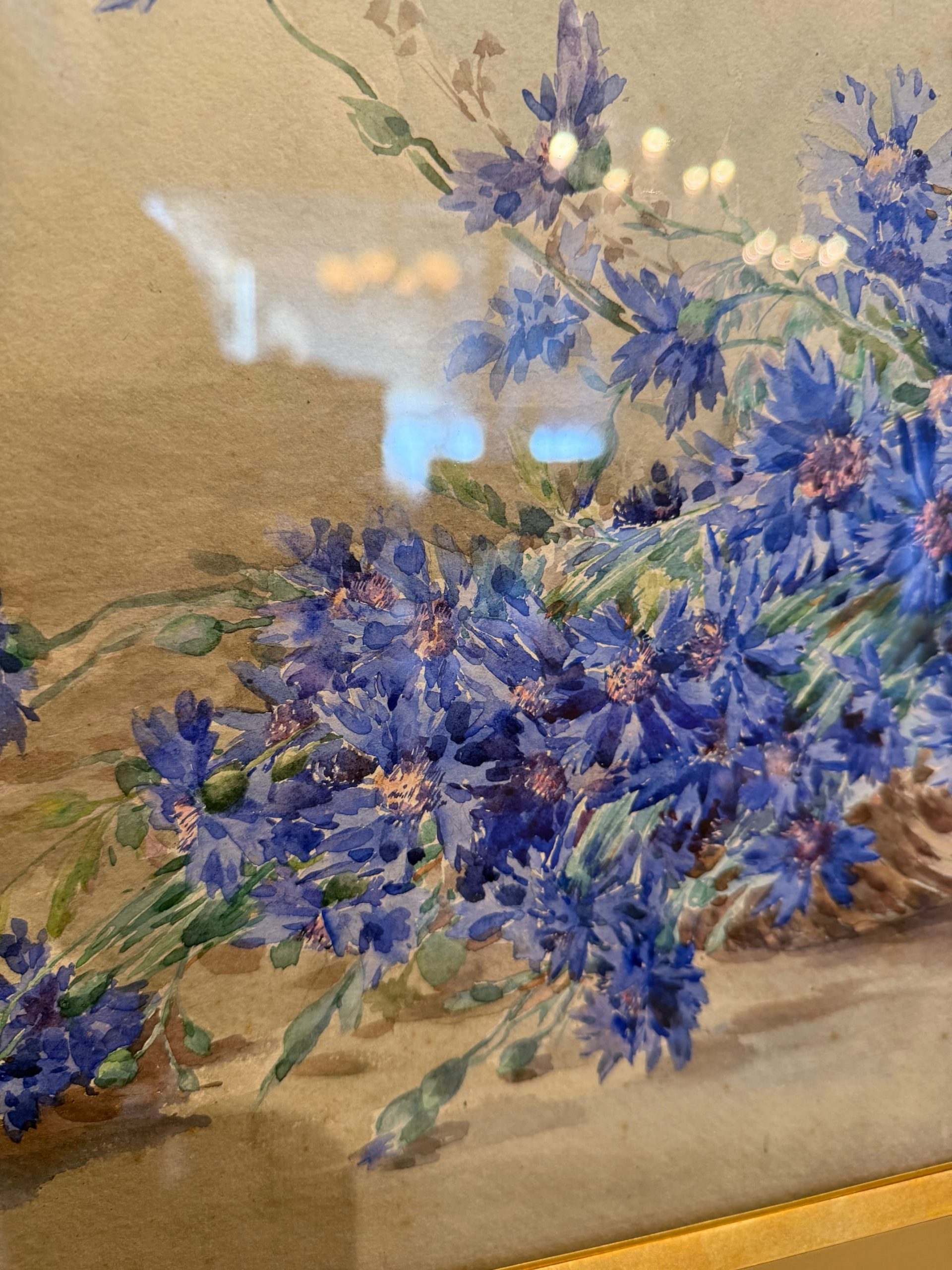 チェリーと矢車菊 水彩画 hpt596 - 陶夢