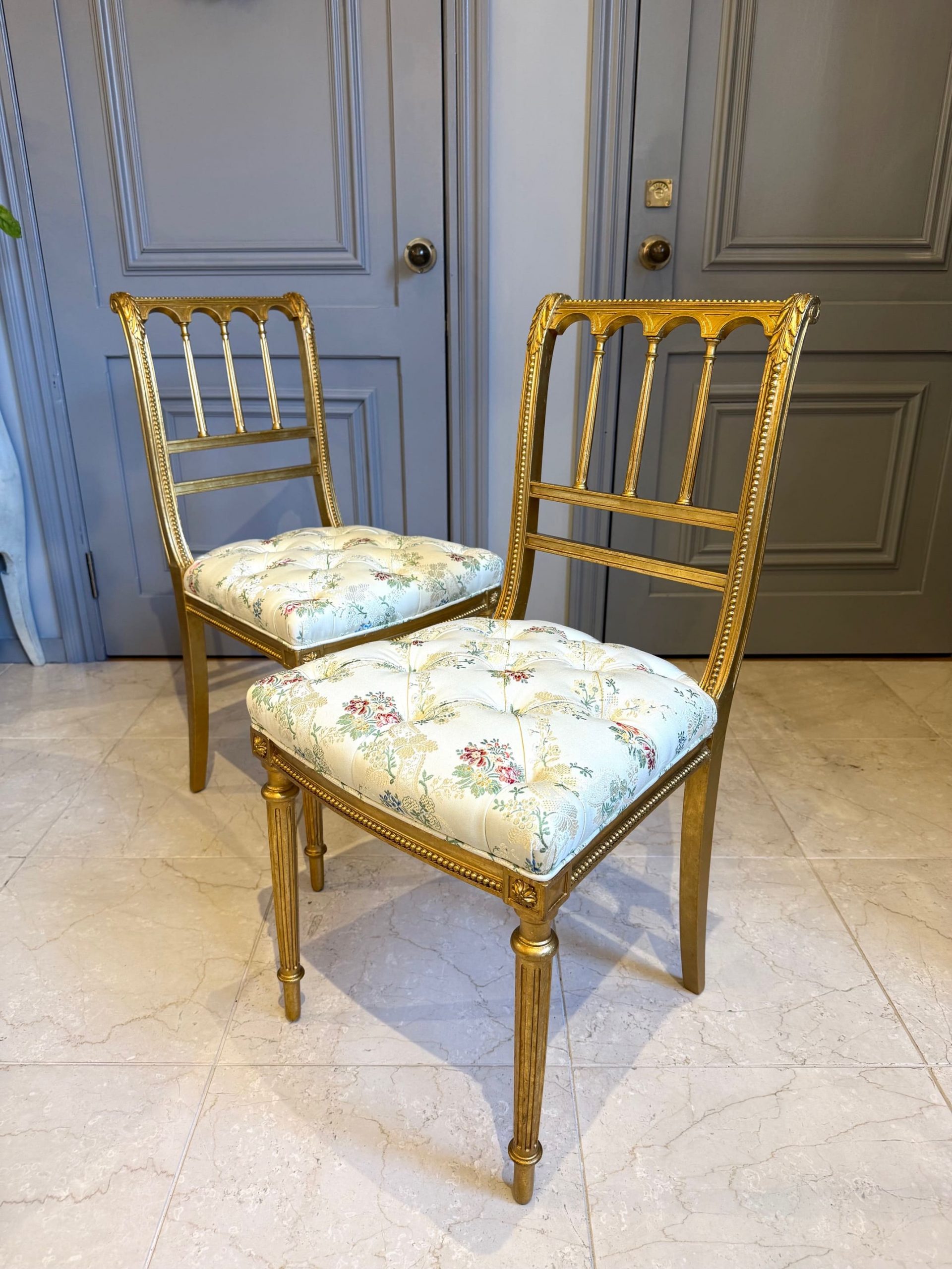 ルイ16世スタイル ゴールドサロンチェア ペア hpff437 - 陶夢